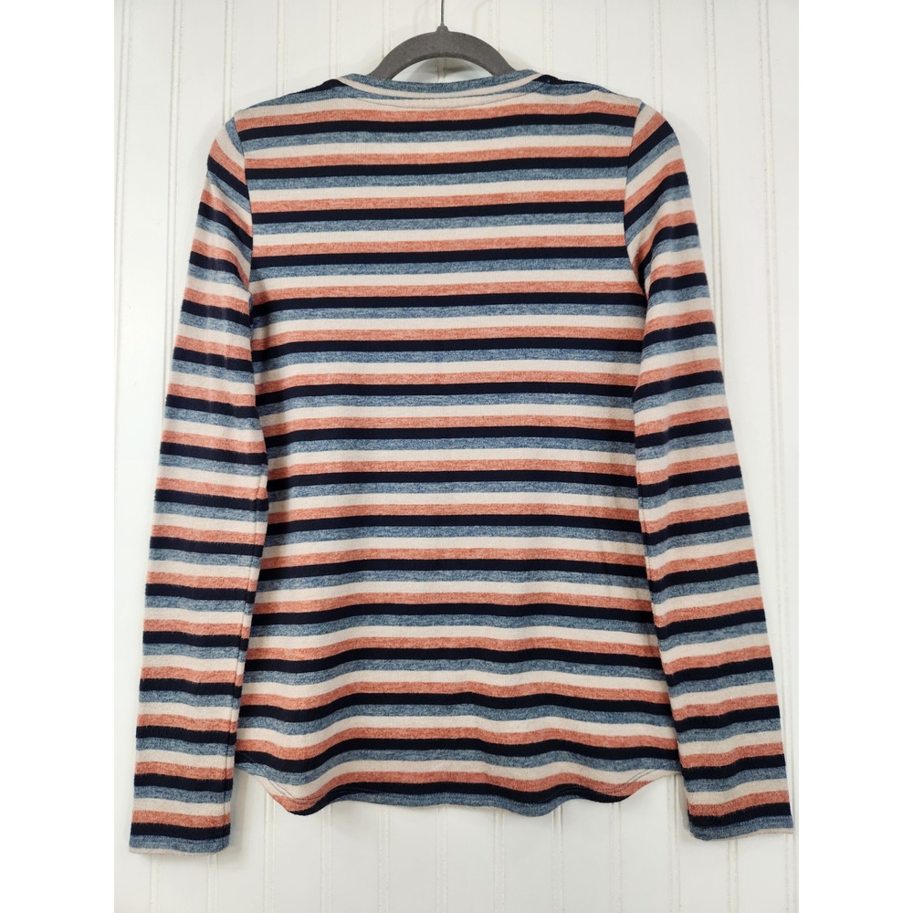 American Eagle Soft & Sexy Women Plush Striped Long Sleeve Top Blue Orange Small - Picture 2 of 9
